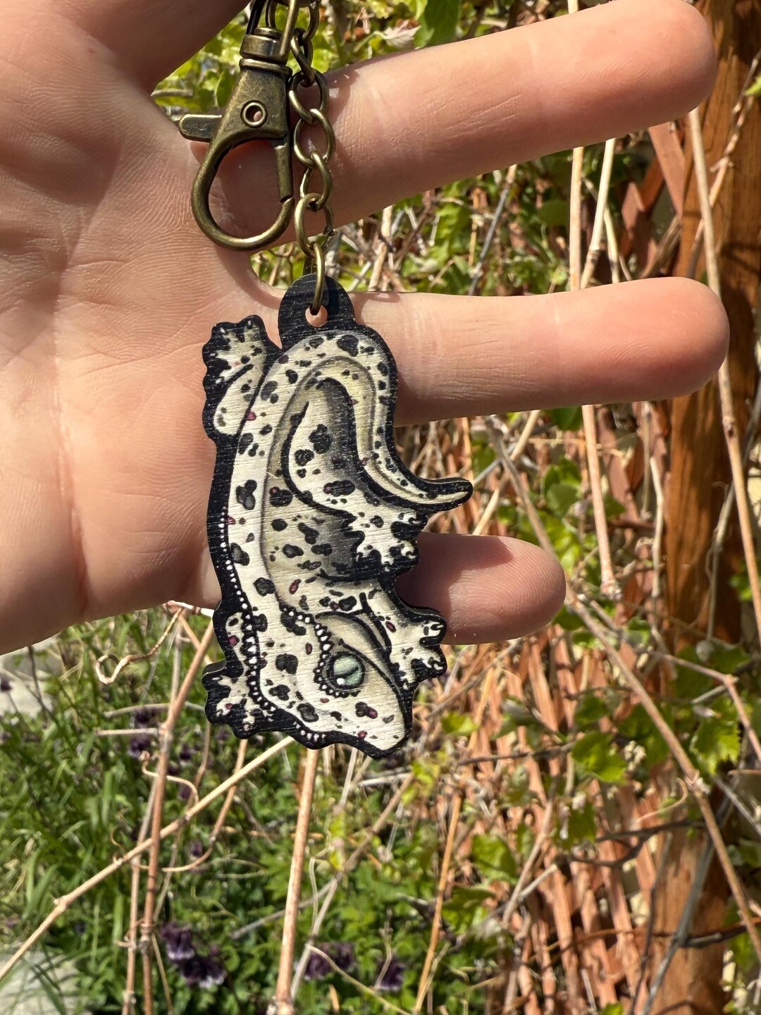 Wood Dalmatian Crested Gecko Keychain: Gift for Lizard Animal Lovers ...