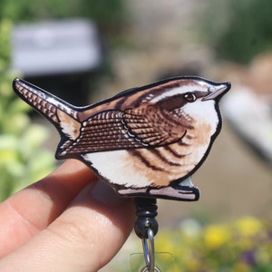 Wren Badge Reel ID holder: Gift for Songbird lovers, vet techs, veterinarians, zookeeper's retractable animal badge reels