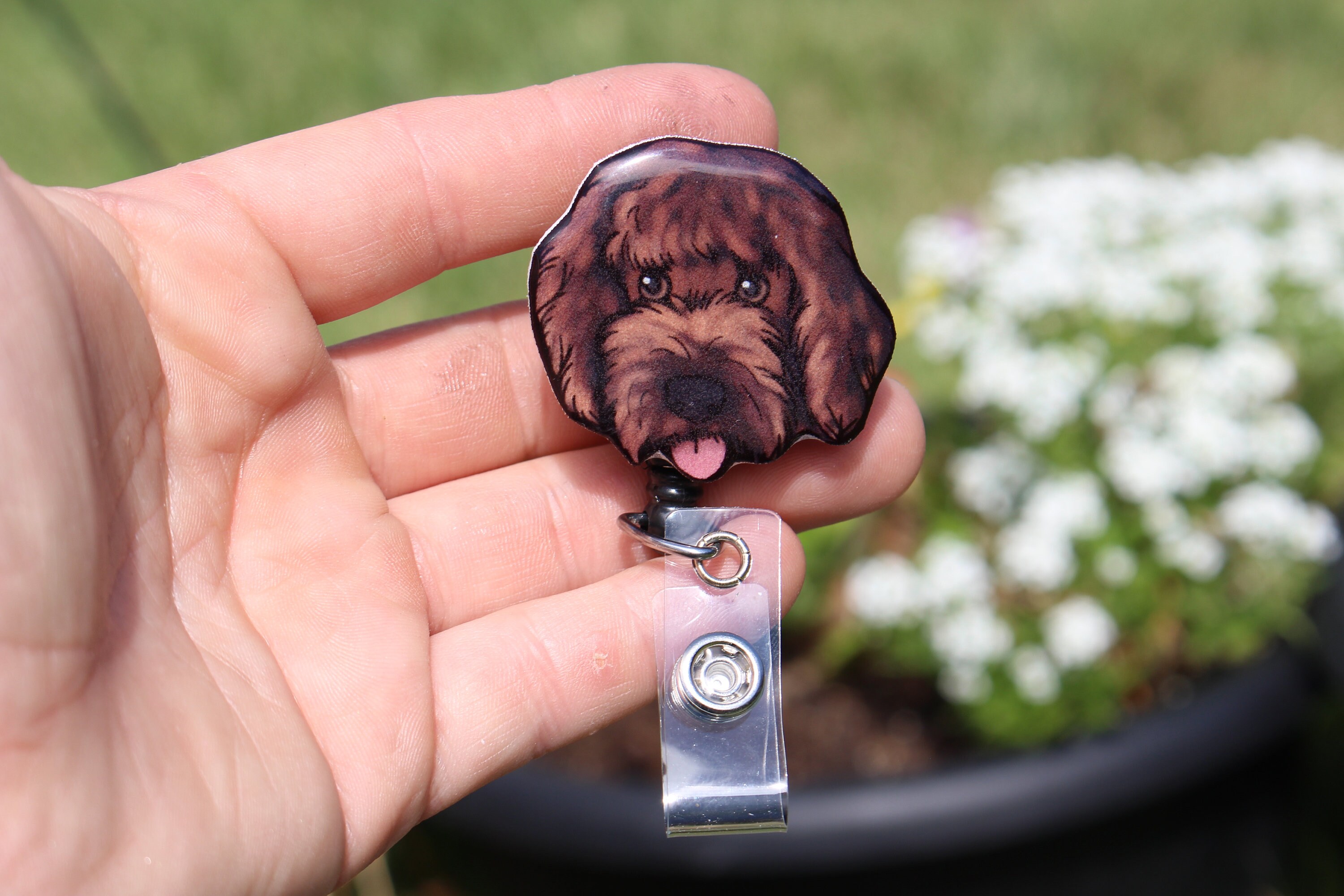 Chocolate Goldendoodle Badge Reel: ID Holder Dog Lovers Gift for Nurses  Hca's Cna's Houskeepers or Veterinarian's Retractable Swivel Clip -   New Zealand