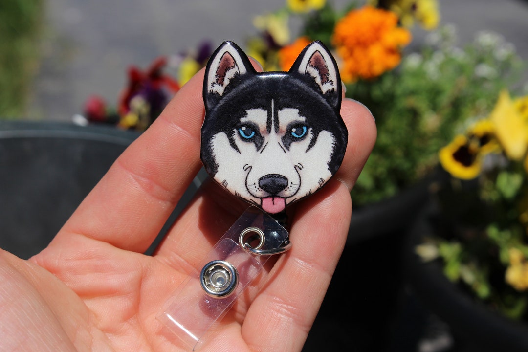 Husky Badge Reel Id Holder Gift Husky Lovers for Nurse's Veterinarian