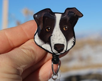 Border Collie Badge Reel Id holder: Gift for herd dog lovers, Nurses, vet techs, veterinarians, zookeepers, teachers cute animal badge reels