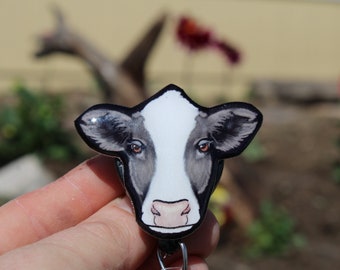 zookeepers vet techs veterinarians farm animal badge reels Red Angus Cow Badge Reel ID holder: Gift for cattle lover