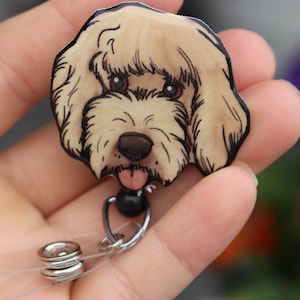 Goldendoodle Badge Reel ID Holder: Gift for dog lovers, vet techs, veterinarians, cute animal badge reels