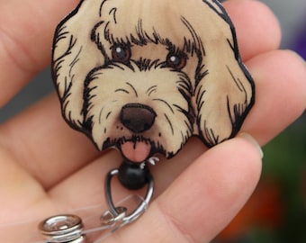 Goldendoodle Badge Reel ID Holder: Gift for dog lovers, vet techs, veterinarians, cute animal badge reels