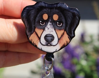 Australian Shepherd Aussie Badge reel Id holder Gift for Aussie lovers Nurses, vet techs, veterinarians, teachers dog badge reels