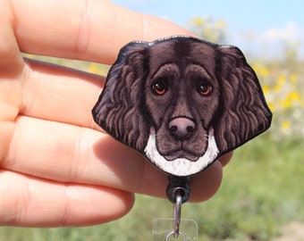 Brittany Spaniel Badge Reel ID holder: Gift for Dog lover,  Nurses, vet techs, teachers, veterinarians animal badge reels
