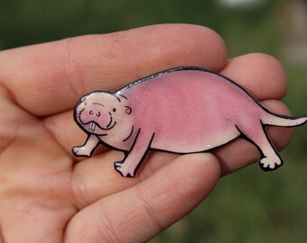 Naked Mole Rat Magnet: Gift for Rat lovers or Rat loss memorial Cute rat art animal magnets for locker or fridge