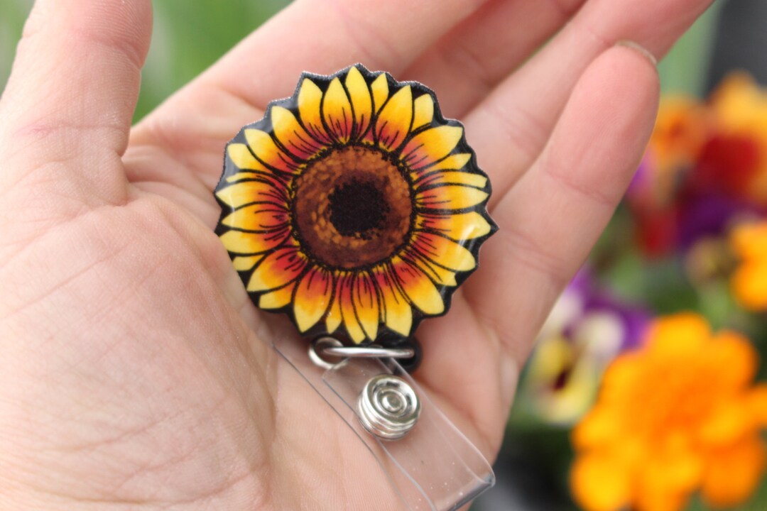 Sunflower Retractable ID Badge Holder for Prepunch Badges 33 Inch