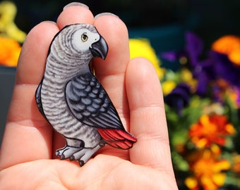 African grey Parrot Magnet: Gift for bird lovers, vet techs, veterinarians, zookeepers cute animal magnets for locker or fridge