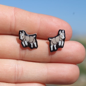 Toggenburger Goat Earring Studs: Gift for Farm Animal lovers, vet techs, veterinarians, zookeeper's cute earrings with Stainless Steel Posts