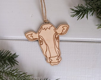 Cow Christmas Ornament - Cow Lover Gift, Midwest Farm, Hobby Farm Gift, Our Herd, Barnyard Rustic Farmhouse Decor