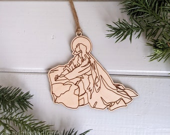 Jesus Praying in the Garden Christmas Ornament - Christian Religious God The Reason for the Season Wooden Laser Cut Ornament Gift