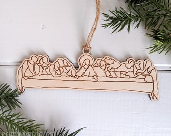The Last Supper Christmas Ornament - Jesus Christian Religious God The Reason for the Season Wooden Laser Hand Drawn Line Art Ornament Gift