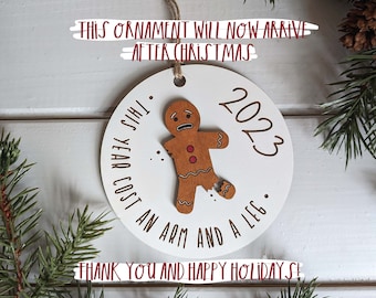 2023 Ornament - Gingerbread Man - 2023 Inflation - Funny Humorous Snarky Keepsake Christmas Ornament - Trendy Teacher Office Party Gift