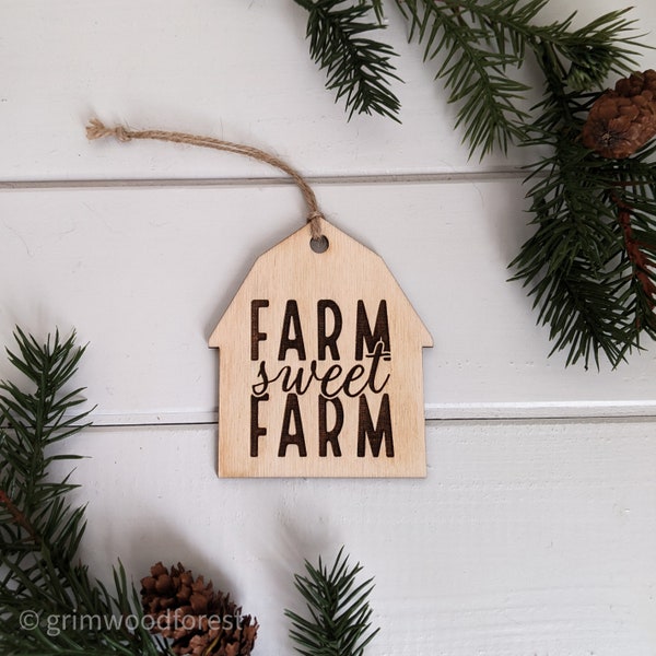 Farm Sweet Farm Barn Christmas Ornament - Farm Lover Gift, Midwest Farm, Hobby Farm Gift, Our Herd Family, Barnyard Rustic Farmhouse Decor