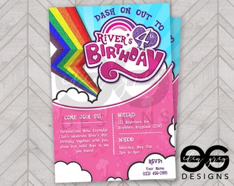 Rainbow Dash, My Little Pony, Themed Birthday Party Invitation