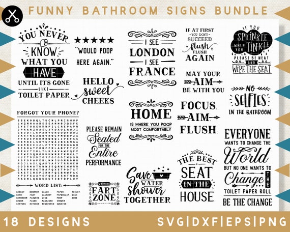 Download Funny Bathroom Sign SVG Bundle SVG for cricut silhouette ...