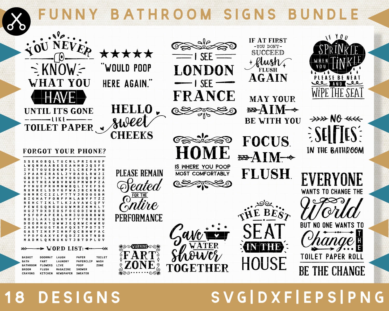 Download Funny Bathroom Sign SVG Bundle SVG for cricut silhouette ...