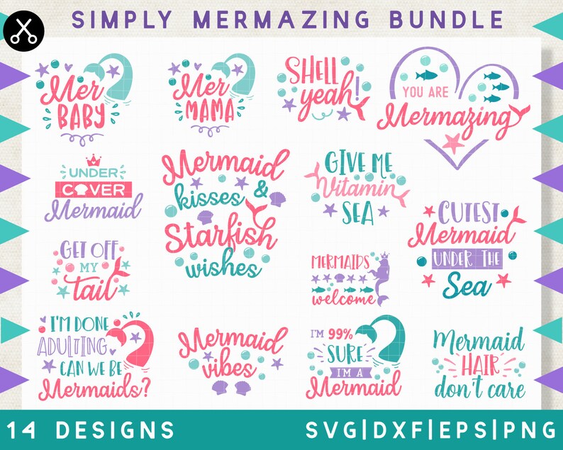 Download Mermaid Svg Bundle Svg For Cricut Silhouette And Other Etsy