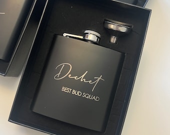 Customized Laser Engraved Stainless Steel Hip Flask | Personalized for Unique Gifts and Celebrations | Wedding Birthday Golf Trip Design