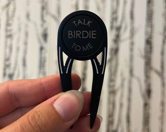 Talk Birdie To Me Custom Engraved Golf Divot Tool Ball Marker Bottle Opener| Personalized Gift For Golfer Dad or Mom | Father's Day Present