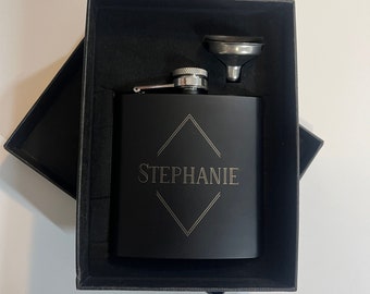 Personalized Design Engraved Flask | Custom Initial Monogram Name | Gift | Groomsmen Bridesmaid Bridal Party |Wedding Present Thank You