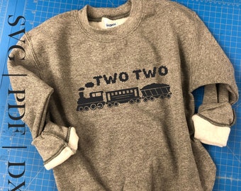 Two Two SVG | Second Birthday Train Themed Shirt Design | pdf dxf | Cut File | Railway | DIY Shirt | Cricut | Artwork Graphic Decoration