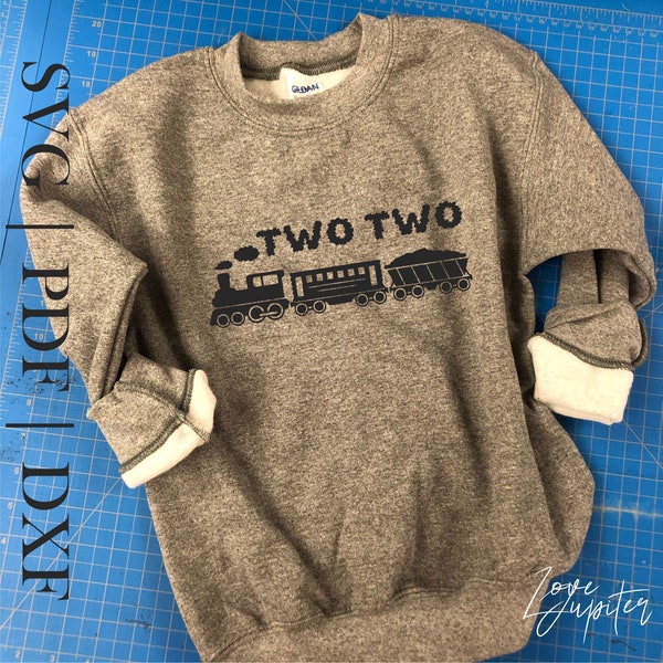 Zwei Zwei SVG | Zweiter Geburtstag Zug Themed Shirt Design | pdf dxf | Geschnittene Datei | Eisenbahn | DIY Shirt | Cricut | Kunstwerk Grafik Dekoration
