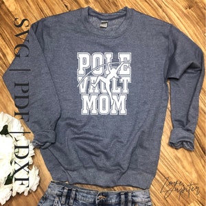 Track & Field dames polsstokhoogspringen moeder SVG PDF PNG | Athletics-varsity-sweater | Hogeschool Universiteit Middelbare school Sport | Cadeau voor hardloper