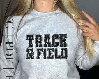 Track & Field SVG PDF DXF | Athletics Varsity Sweater | College University Highschool Sports | Gift For Runner Jumper Thrower Unisex