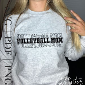 Strandvolleyball Mama SVG PDF PNG | Leichtathletik Varsity Pullover | College Universität Highschool Sport | Geschenk für Fan Design | Hitter Setzer