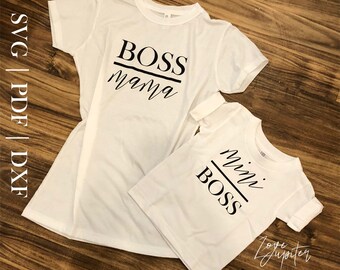 Boss Mama Mini Boss SVG | Mama Kind passende | Set | Bündel | pdf dxf | Schnittdatei | Heimlich | Wochenende | DIY T-Shirt | Cricut | Kunstwerk Grafik