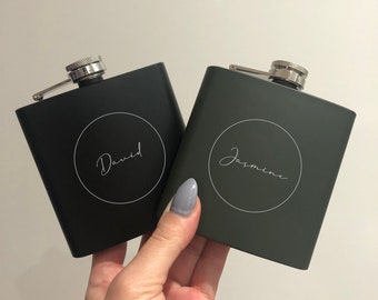 Custom Design Laser Engraved Flask | Personalized Initial Monogram Name |Gift | Groomsmen Bridesmaid Bridal Party |Wedding Present Thank You