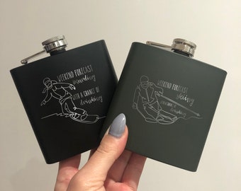 Weekend Forecast Skiing Boarding With a Chance of Drinking Laser Engraved Flask | Mountain Gift for Him |Daughter Son Brother Sister Present