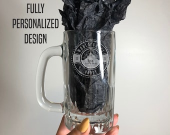 Personalized Custom Laser Engraved Beer Mug | Stein | Father's Day | Graduation | Gift | Present for Grad | Present For Dad Brother Cousin