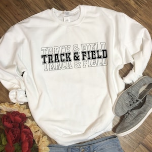 Track & Field Design SVG PDF PNG Athletics Varsity Sweater College University Highschool Sports Gift For Runner Jumper Thrower Unisex image 1