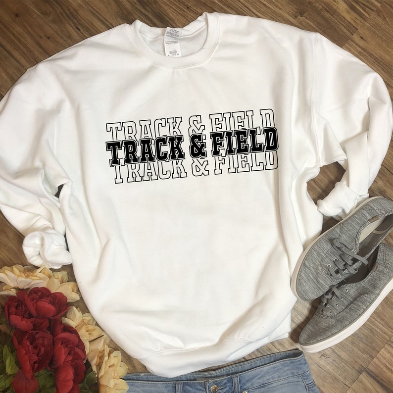 Track & Field Design SVG PDF PNG Athletics Varsity Sweater College University Highschool Sports Gift For Runner Jumper Thrower Unisex image 1