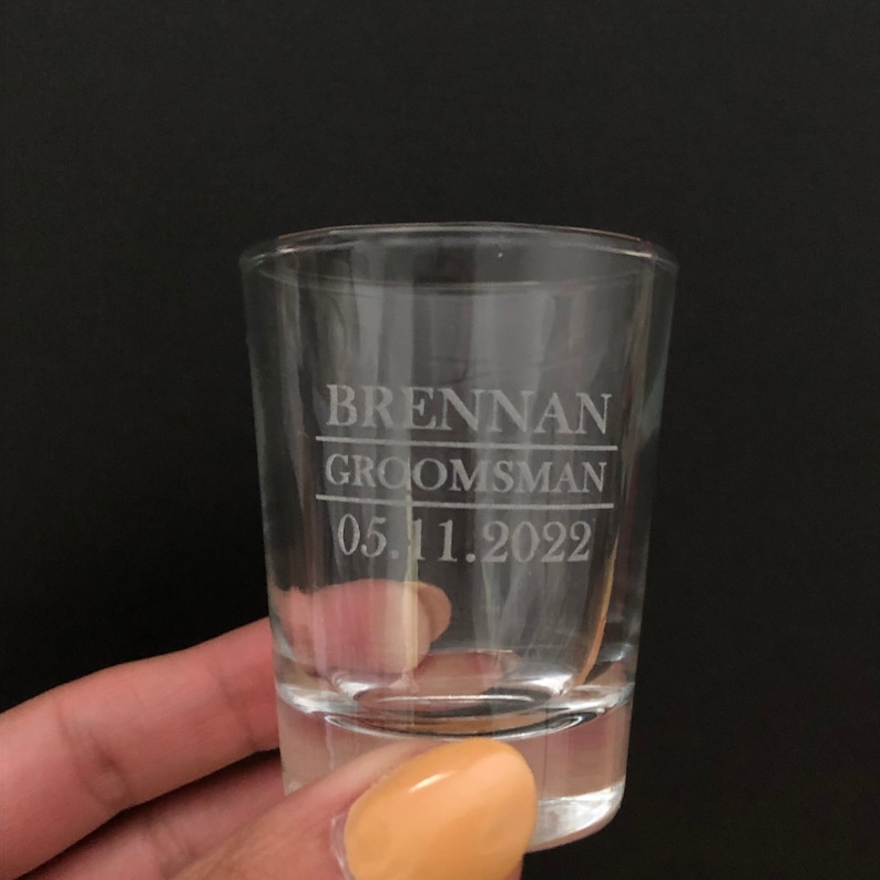 Custom Design Laser Engraved Shot Glass Personalized Initial Monogram Name Birthday Groomsmen Bridesmaid Wedding Present Thank You image 2