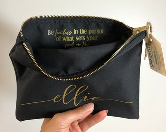 Be Fearless Graduation Quote Gift Custom Name Cosmetic Bag / Makeup Bag / Monogram / College / University / High School / Grad 2023 /Present