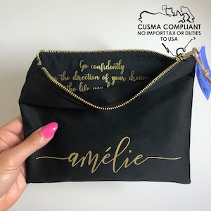 Graduation Quote Gift Custom Name Cosmetic Bag / Makeup Bag / Monogram / College / University / High School / Grad 2025 Present / Sister