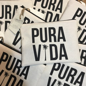 Pura Vida Cosmetic Bag / Makeup / Vacation / Pure Life / Costa Rica / Travel / Goodbye Gift / Palm Trees / Pineapple / Coconut / Honeymoon