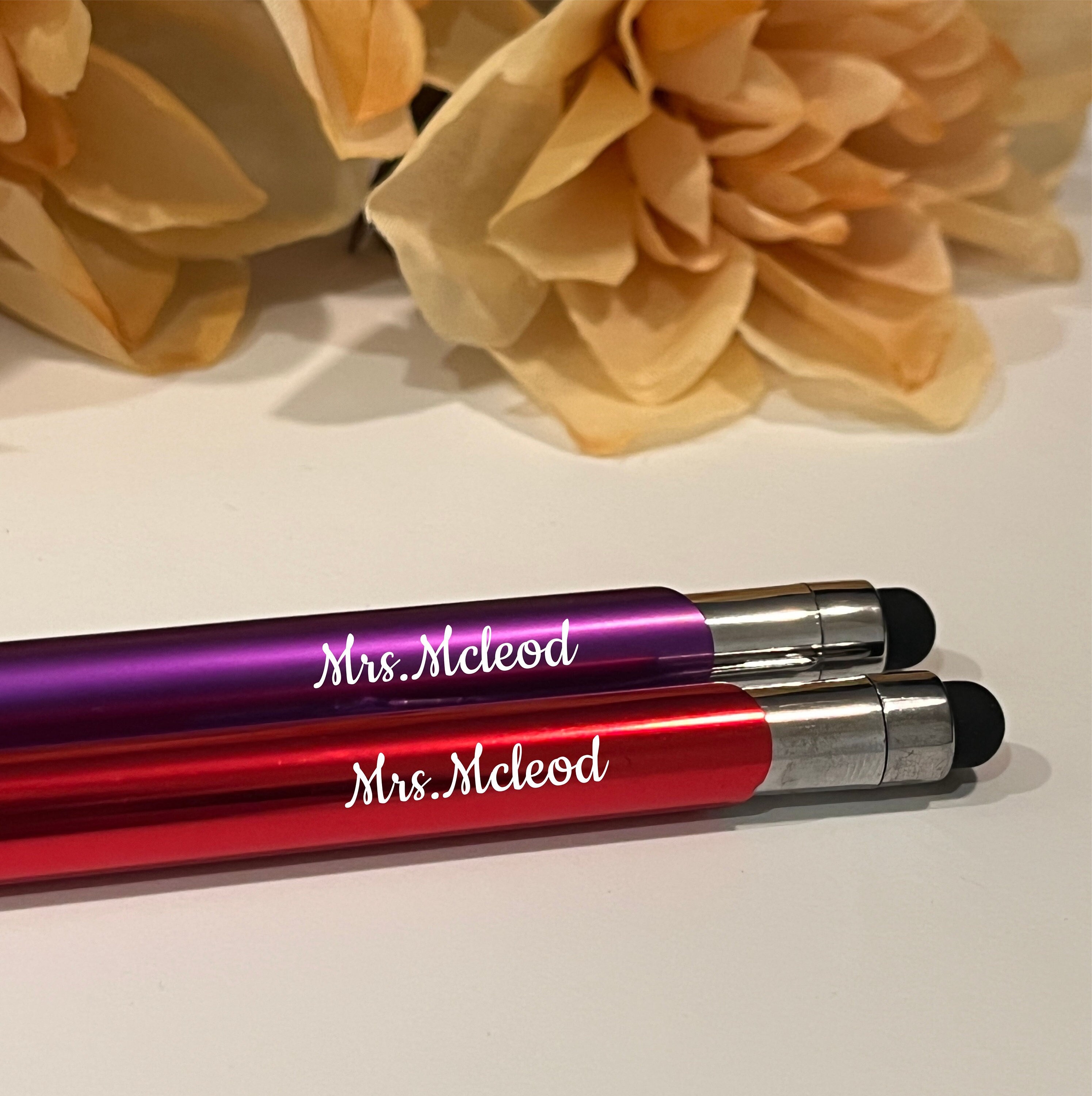 Personalized Crystal Prism Pens with Stylus - Metal Gem Pen - Custom  Metallic Printed Name Pens with Black Ink - Imprinted with Message, Pens  for Women
