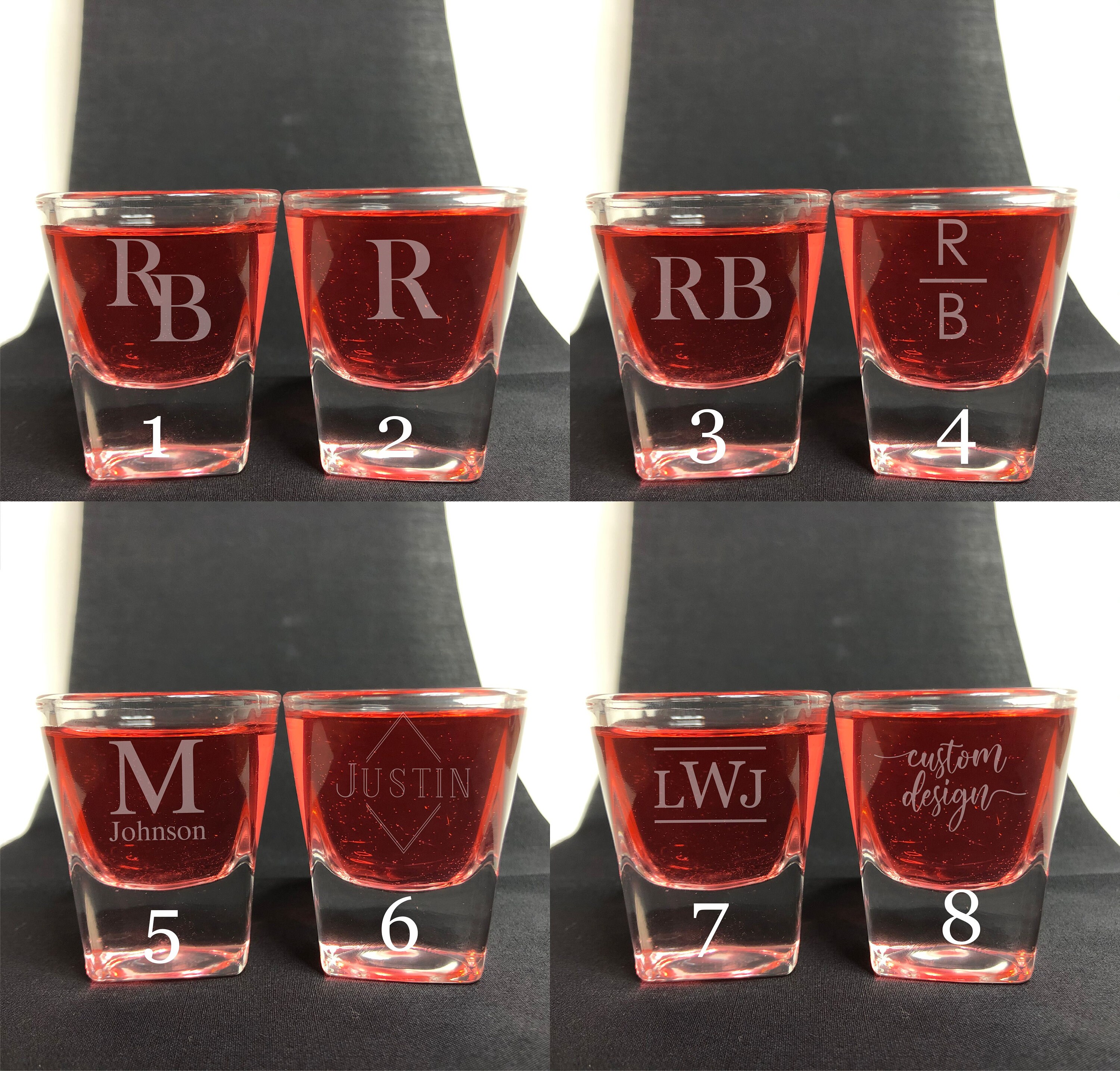 Custom Design Laser Engraved Shot Glass Personalized Initial Etsy