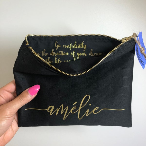 Graduation Quote Gift Custom Name Cosmetic Bag / Makeup Bag / Monogram / College / University / High School / Grad 2023/ Present / Sister