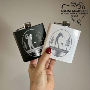 Custom Birdie Juice Laser Engraved Flask | Personalized Golf Gift | Name |Groomsmen Bachelor Party Stag Stagette Bridesmaid | Wedding | Trip
