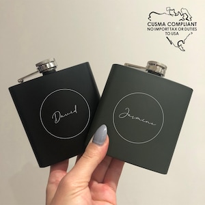 Custom Design Laser Engraved Flask | Personalized Initial Monogram Name|Graduation Gift | Groomsmen Bridesmaid Bridal Party |Wedding Present