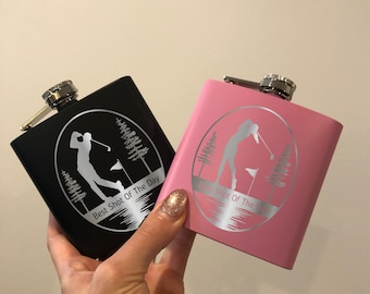 Best Shot Of The Day Laser Engraved Flask | Personalized Golf Gift For Women | Tournament Present | Boys Trip |Birdie Juice Bottle Par Juice