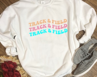 Track & Field Crewneck Sweatshirt | Athletics Varsity Sweater | College University Highschool Sports | Gift For Runner Jumper Thrower Unisex