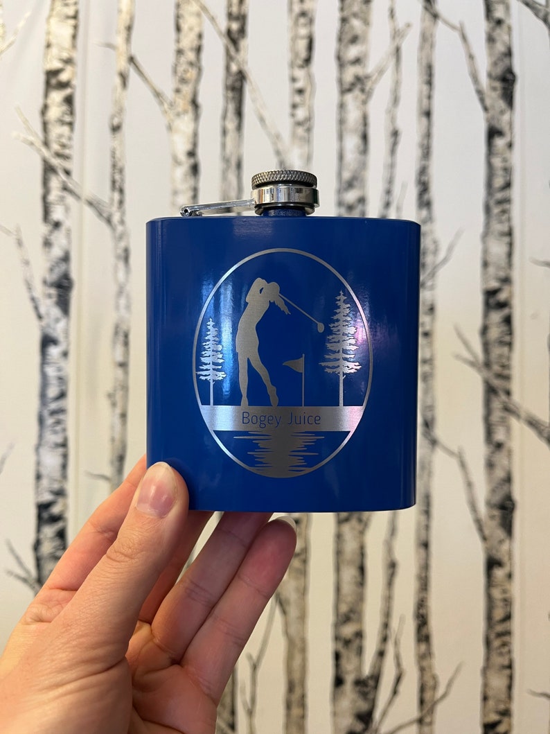 Custom Birdie Juice Laser Engraved Flask Personalized Golf Gift Name Groomsmen Bachelor Party Stag Stagette Bridesmaid Wedding Trip image 4