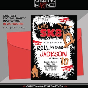 Skateboard Birthday, Skater Party, Skateboard Party Invite, Skater Birthday Invitation, Skater Party, Skateboard Invite, Skate Park Birthday